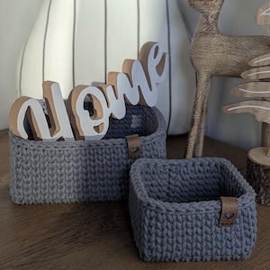 Set di 2 cestini portaoggetti da bagno, cestini all&#39;uncinetto, cestini da bagno, contenitori per cosmetici e asciugamani, organizzazione della casa