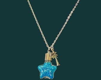 Blue Sand Star Bottle Necklace • SC Palmetto & Crescent Charm, Coastal Jewelry