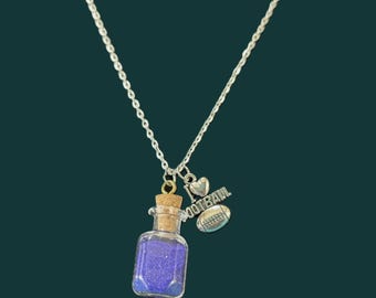 Purple Glitter Potion Bottle Necklace | Football Fan Jewelry