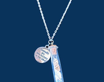 Seashell Bottle Necklace • Mini Shell Pendant with “Love Letters in the Sand” Charm