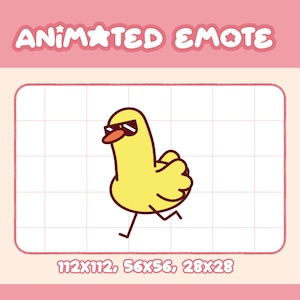 emote twitch- Emote anatra che corre-emote per lo streaming- emote cartone animato carino-gif animata