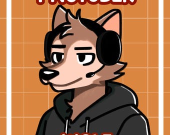 Wolf PNGtuber Avatar: Gamer Furry in Hoodie (Ready to Use .veadomini File)