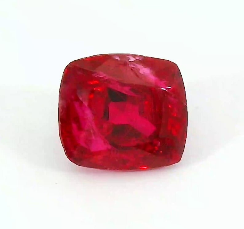 Natural Burma Spinel 0.61crt | Cushion Cut, 4x4mm | Vibrant Red Loose Gemstone | Fine Jewelry Stone. image 1