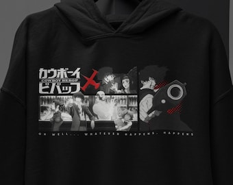 Cowboy Bebop Hoodie, Anime Fans Apparel, Gift for Anime Lovers, Spike Spiegel Merch, 90s Retro Anime Hooded, Unisex Cowboy Bebop Manga