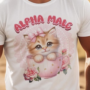 Funny Alpha Male Cat Lover Tee, Internet Meme Graphic Shirt, Gift for Fathers Day, Heavy Cotton Tshirt, Fun Family Apparel, Alpha Male Merch