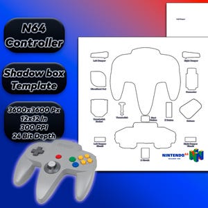 N64 Controller Teardown Shadow Box Print Template