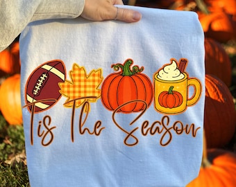 Tis The Season PNG, Herbst Fußball Kürbis Kaffee Clipart, Gemütliche Saison Sublimation Design, Herbst Thanksgiving PNG, Kokette Herbst Shirt Png