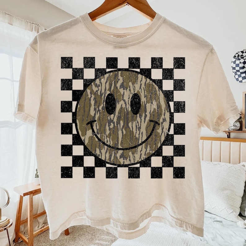 Retro Checkered Camo Smile PNG, Hunting shirt Design, Camo Mama Png, Coquette Hunting Sublimation Designs, Retro Camo Hunting Design Png image 7