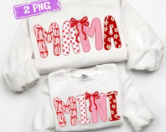 Mama Mini Valentines PNG, Matching mama mini Valentines day, Coquette Bow Png, Love Sublimation Design