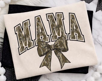 Camo Mama Bow PNG, Hunting Design, Camouflage Sublimation