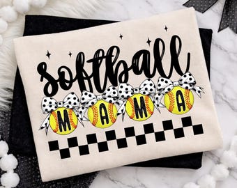 Retro Checkered Softball Mom PNG, Game Day Design, Softball Mama Sublimation