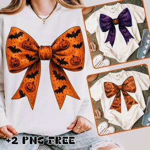 Spooky Halloween Bow PNG, Coquette Pumpkin Bow Clipart, Cute Fall Shirt Design, Halloween Sublimation, Spooky Season PNG, Retro Halloween
