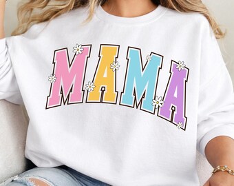 Floral Mama PNG, Spring Daisy Mom, Mother's Day Sublimation Design