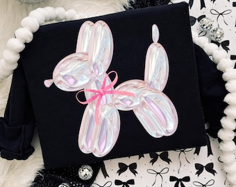 Coquette Balloon Dog PNG, Iridescent Dog PNG, Preppy Aesthetic, Pink Bow Png, Balloon Animal, Coquette Bow PNG, Girly Preppy png, Girl era
