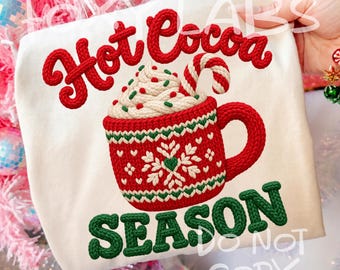 Yarn Hot Cocoa Season PNG, Knitted Christmas, Cozy Winter Design, DTF Sublimation
