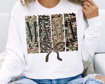 Camo Mama PNG, Retro Hunting Design, Camouflage Sublimation