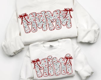Mini PNG preppy Christmas Mama, design familial assorti en sublimation