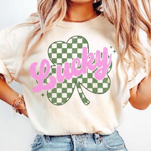 St Patrick's Day Coquette Png, St Patricks day png, Pink Lucky png, Checkered Shamrock png, St Pattys day, Retro St Patrick day png, Irish image 4