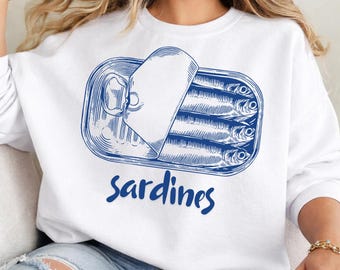 Fisherman Aesthetic Sardines Clipart, Coastal Artwork, Tinned fish png, Italian trend, Vintage Fisher png, Trendy Sardine PNG, Designs Png