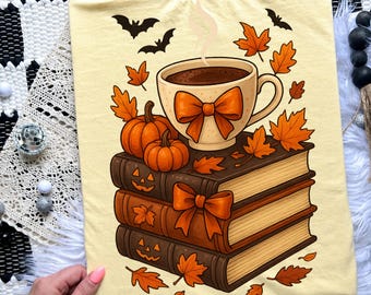 Just one More Chapter PNG, Autumn Book & Coffee Lover Design, Halloween Teacher Sublimation