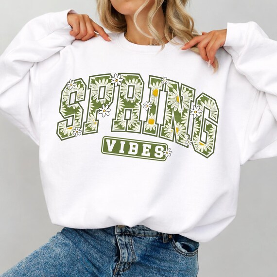 Spring Vibes PNG, Preppy Easter Flowers Design, Floral Spring Sublimation