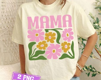 Coquette Mother's Day Floral Boho Mama Design, Retro Spring Sublimation