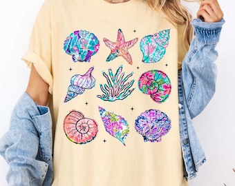 Colorful Seashells PNG, Summer Vibes Design, Beach Ocean Sea Life Sublimation