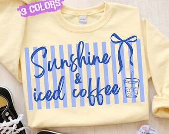 Sunshine & Iced Coffee PNG, Coquette Summer Vacation Shirt Sublimation Design