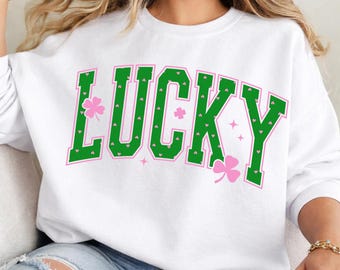 Lucky PNG, St Patrick's Day Pink Shamrock, Preppy Clover Sublimationsdesign