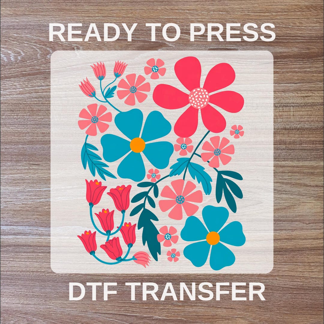 Boho Floral DTF Transfers, Retro Summer Ready to Press, Abstract Flower ...