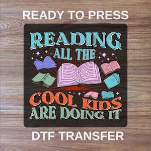 Prêt à imprimer pour les enfants cool, prêt à imprimer, Transferts DTF pour amoureux des livres, Haute qualité, Transfert à chaud, Prêt à être imprimé, Couleur