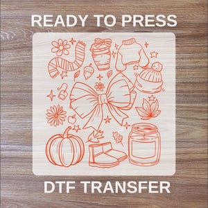 Fall Doodles DTF Transfers, Cozy Season Ready To Press, Fall Sublimation DTF Prints, Retro Fall Shirts, High Quality, Autumn Season DTF
