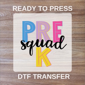 Transferts DTF préscolaire, Prêt à imprimer pour la rentrée, Enseignant en couleur, Haute qualité, Film direct pour le premier jour de l&#39;école, Transfert thermocollant