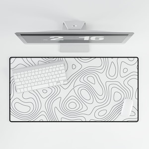 Desk Mats Topographic Mouse Pad, Gaming Keyboard Mat, Office Desk Pad, Black and White Desk Mat, Large Mouse Pad