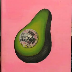 Disco Ball Avocado Painting