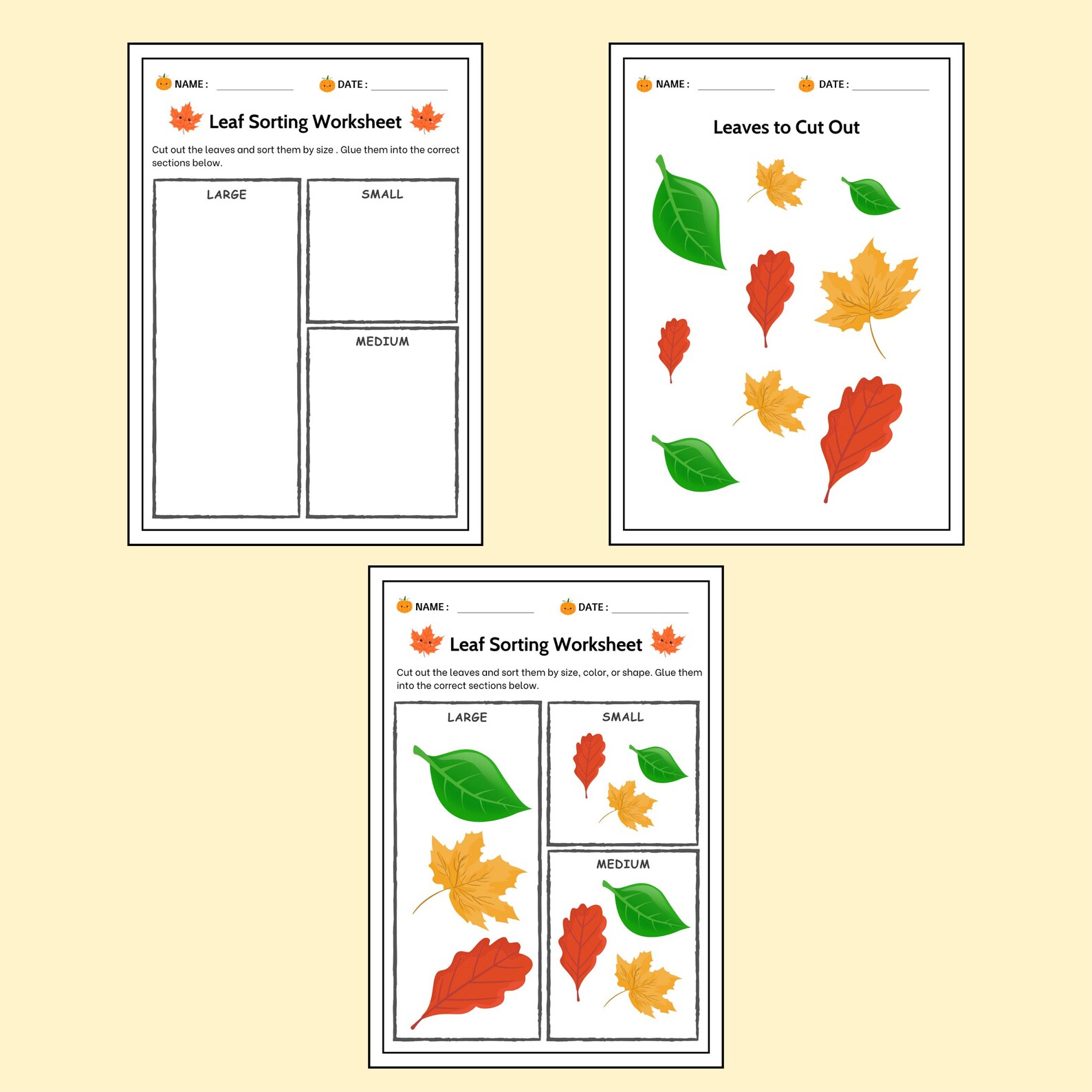 Leaf Sorting Challenge - Fall Leaf Cut-and-sort Printable - Autumn ...