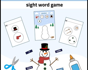 Winter Sight Word Game PDF – Build a Snowman Kindergarten Printable Activity | Sight Words & Phonics Practice