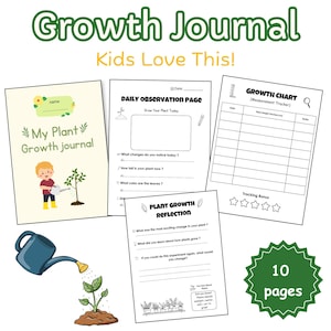 Diario de crecimiento de plantas para niños: actividad STEM imprimible - Cuaderno de ciencias de primavera - Diario de ciencias para la educación en casa - Hoja de trabajo sobre el ciclo de vida de las plantas