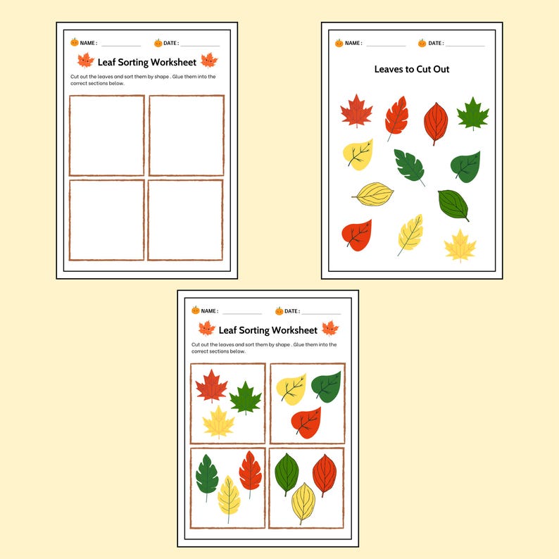 Leaf Sorting Challenge - Fall Leaf Cut-and-sort Printable - Autumn ...