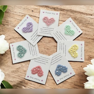 Câlin de poche, jeton coeur, câlin de poche en dentelle à tatouer, carte de confirmation avec jeton coeur, cadeau pense à vous, coeur en dentelle, souvenir sentimental