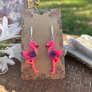Blumen Verschönert Pink Flamingo Anhängern