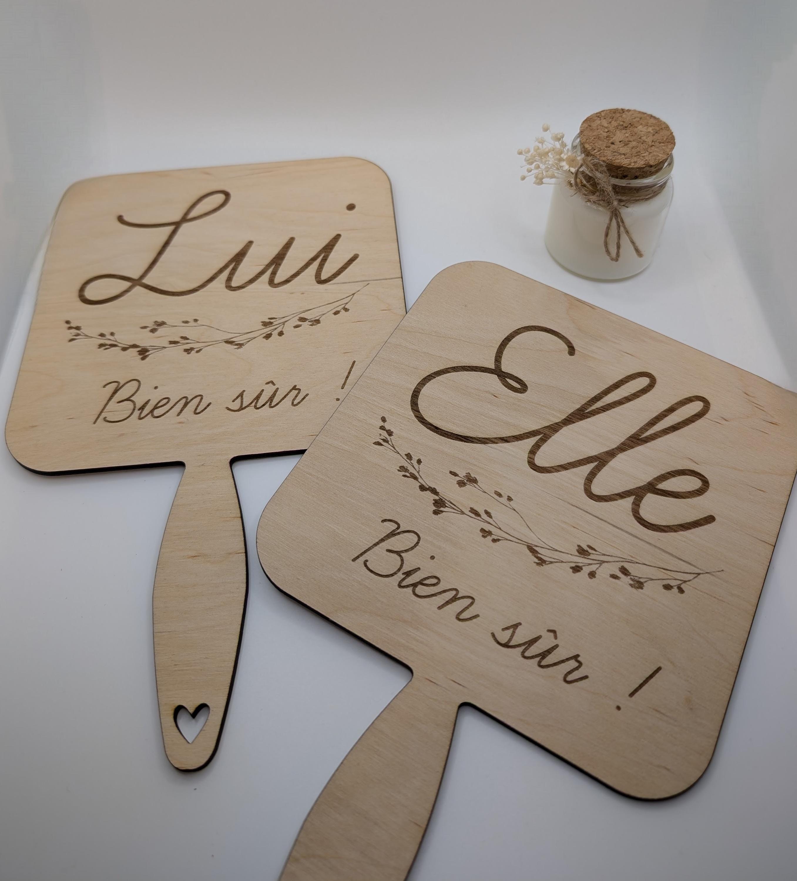 Pancartes personnalisées jeu des mariés Elle & Lui – 15×25.5 cm