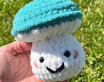 Crochet Mushroom Plushie: Handmade Velvet Amigurumi - Cottagecore Decor