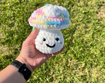 Crochet Mushroom Plushie: Handmade Velvet Amigurumi - Cottagecore Decor