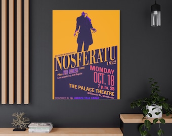 Nosferatu Matte Canvas, Stretched, 1.25" vintage movie decor poster, horror canvas, horror home decor, count orlock, vintage horror poster