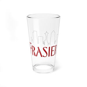 Vaso de pinta Frasier Seattle, 16 oz, Frasier Show, Regalo de Frasier, Frasier Crane, Fan de Frasier, Amante de Frasier, Programas clásicos de los 90, Programa de Saludos