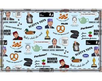 Tela estampada de The Office / tela de algodón / estampado novedoso de la serie de televisión, tela de Dunder Mifflin. Muestra de tela de The Office, estampado de The Office.
