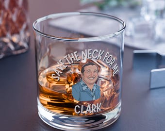 Vaso de whisky navideño de National Lampoon's Christmas Vacation, 295 ml, con temática de las fiestas, el primo Eddie, Clark Griswold y Chevy Chase.