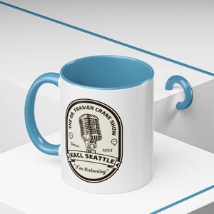 Taza de café KACL SEATTLE, taza de café de Frasier, fan de Frasier, regalo de Frasier, programa de Frasier, grúa de Frasier, estoy escuchando