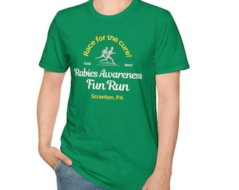 Michael Scott rabies awareness fun run cotton unisex T-Shirt, the office show tshirt, dunder mifflin, Scranton tshirt, the office gift